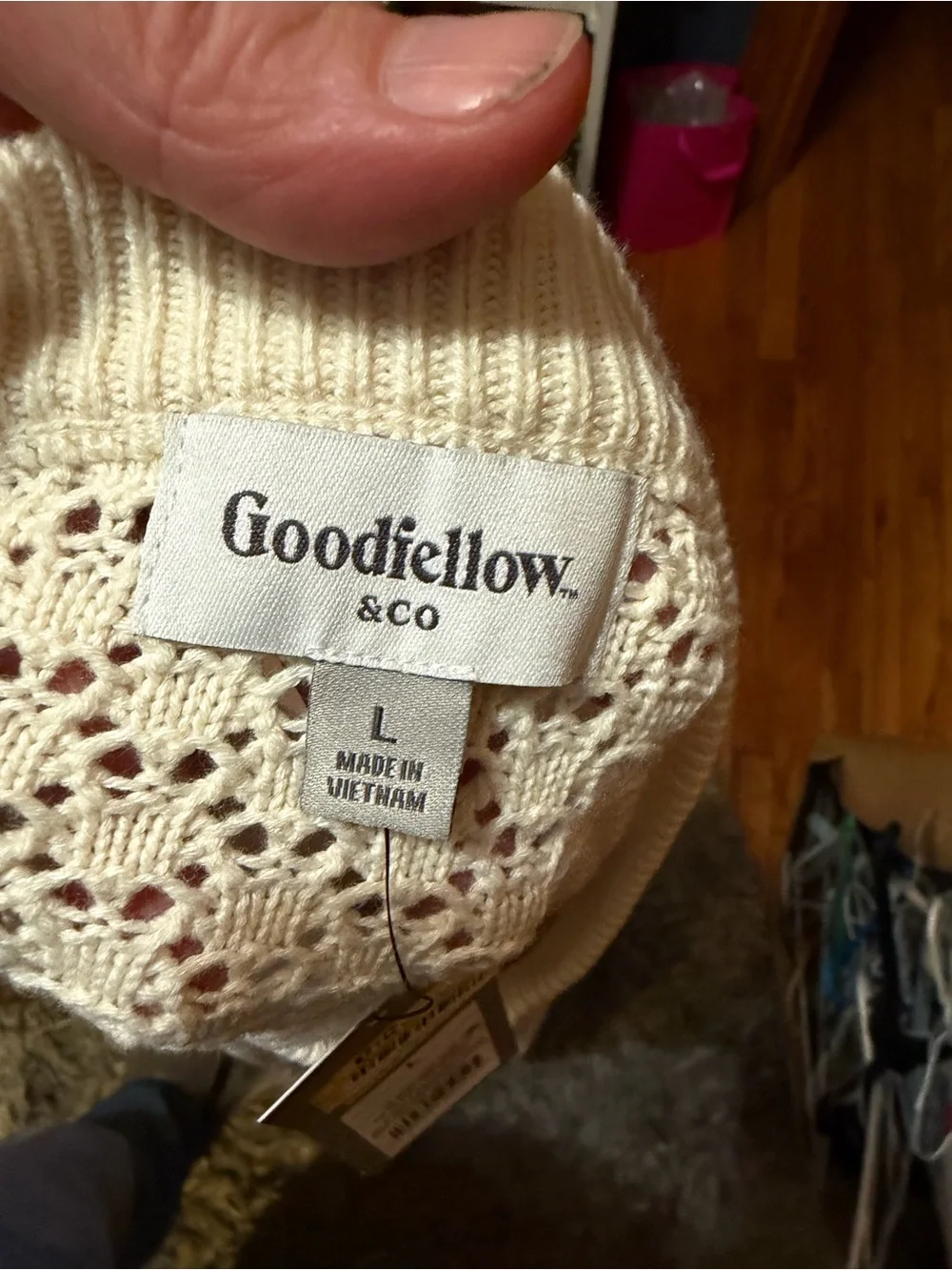 Goodfellow & Co Cream Openwork Crewneck Sweater